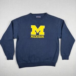 Vintage Champs Michigan Wolverines Sweatshirt Mens Medium Navy Blue Crewneck M